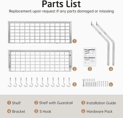 KES 30-Inch Silver Gray Pot Rack Wall Mounted, 2-Tier Hanging Pot and Pan - Image 9