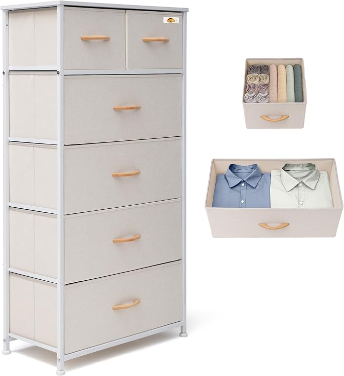 Tall Dresser for Bedroom, Fabric Storage Tower by VredHom