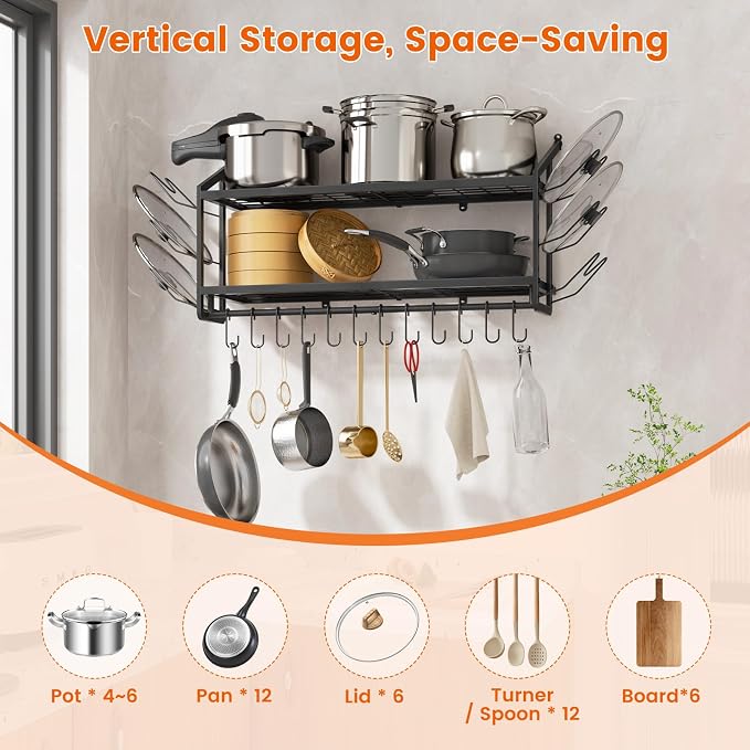 VOPEAK 30" Pot Rack Wall Mounted - Image 5