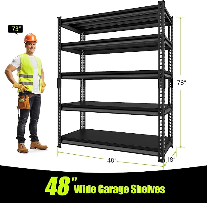 Garage Shelving Heavy Duty 2500LBS Loads, 5-Tier Metal Shelving Units and - Image 3