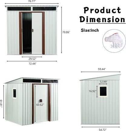 Outdoor Metal Storage Shed Window Ventilation Foundation Frame Waterproof - Image 3