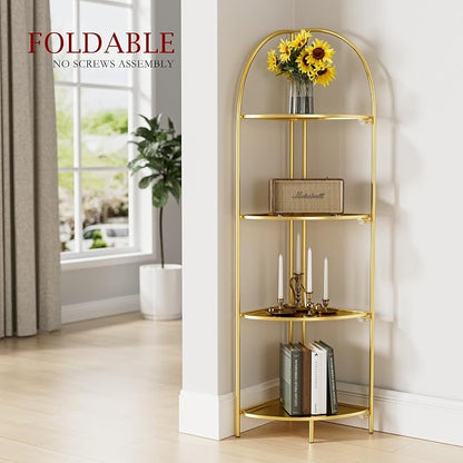 Crofy Foldable 4 Tier Corner Shelf, Metal Corner Plant Stand - Image 3