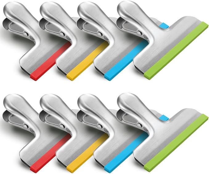 HOUSE AGAIN 8 Pack Stainless Steel Chip Bag Clips Covered by HOUSEAGAIN