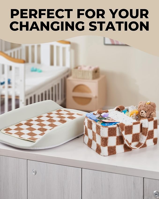 Checkered Diaper Caddy Organizer - Image 8