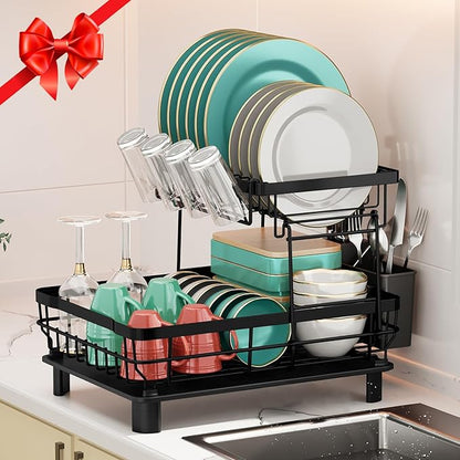 MOUKABAL Dish Drying Rack, 2 Tier Dish Rack, Large Dish Racks - Image 2
