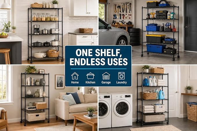 Simple Deluxe 5-Tier Heavy Duty Storage Shelving Unit, 1250 Lbs Loading Capacity - Image 7