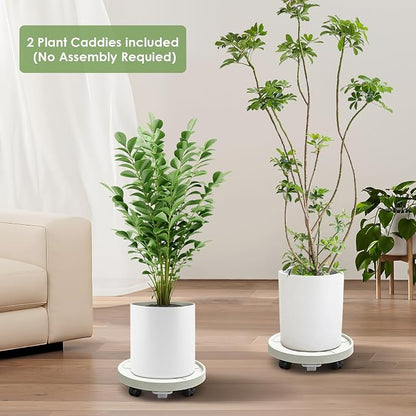 Planter Caddies 2 Set Lockable Caster Wheels, Heavy Duty Plant Stand Tray - Image 3