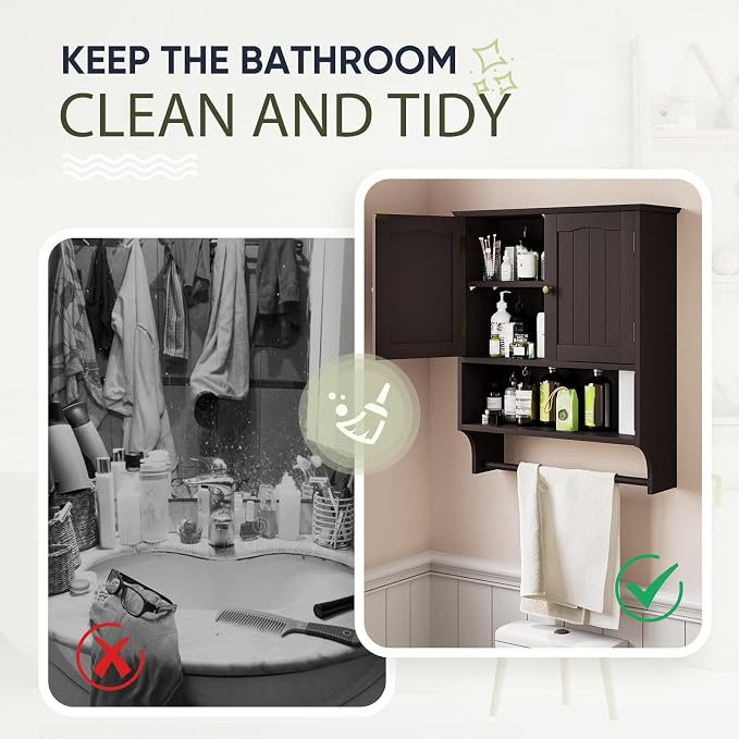 Smuxee Brown Wall Cabinet with Towel Bar - Image 7