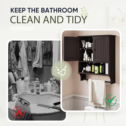 Smuxee Brown Wall Cabinet with Towel Bar - Image 7