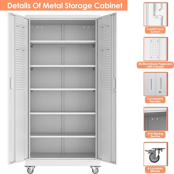 Aobabo 71" H×32" W×16" D Metal Storage Cabinet - Image 5