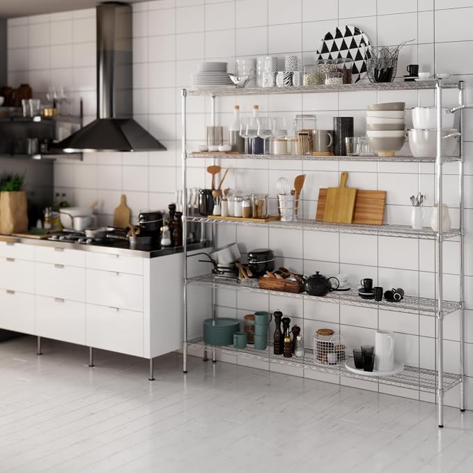 14" Deep x 72" Wide x 74" Height Wire Shelving Kit | 5-Tier | NSF Commercial - Image 7