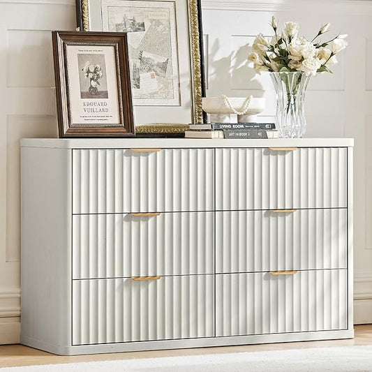 LEYAOYAO Fluted 6 Drawers Dresser, Curved Profile Design, Dresser TV Stand by LEYAOYAO-Findtheshiningpointofyourideallife%EF%BC%81
