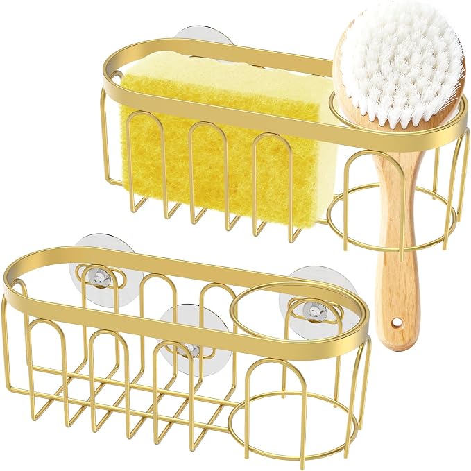 2Pcs Kitchen Sink Sponge Holder 304 Stainless Steel Suction Cup Sink Drain Rack by Unknown