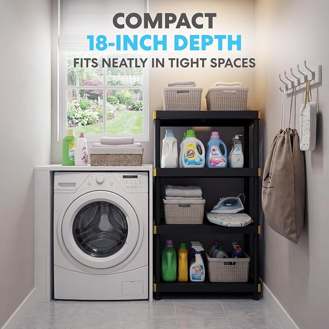 Simpli-Magic 4-Tier Heavy Duty Plastic Storage Shelving Unit, Garage & Basement - Image 4