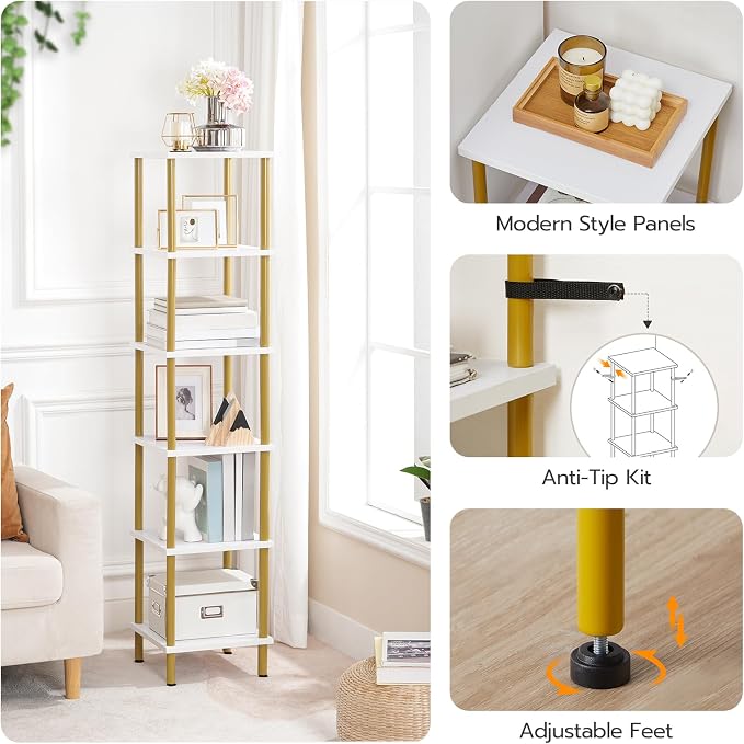 HOOBRO 6-Tier Corner Shelf, Corner Square Rack Display Shelf, Tall Storage Rack - Image 5