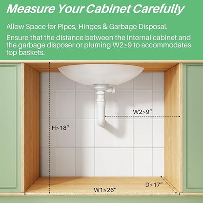 Under Sink Organizer, L-Shaped Adjustable Height, Mesh Sliding Drawer - Image 2