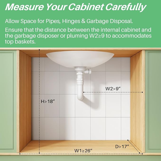 Under Sink Organizer, L-Shaped Adjustable Height, Mesh Sliding Drawer - Image 2