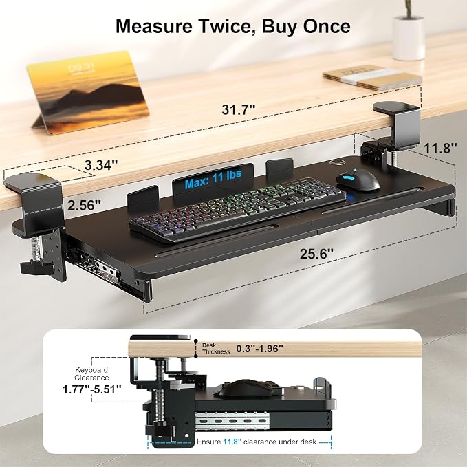 Supcline Keyboard Tray Under Desk - Image 2