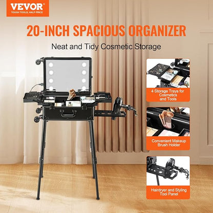 VEVOR Makeup Train Case Professional Makeup Storage Organizer Box Make Up - Image 2