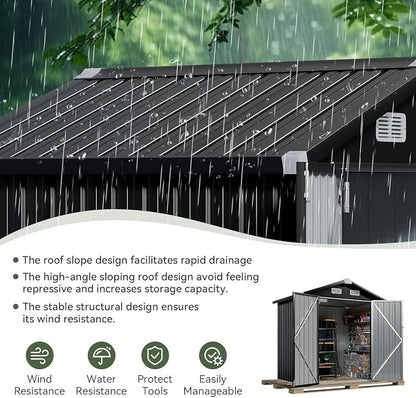 Aoxun 6' x 4' Outdoor Metal Storage Shed - Image 5