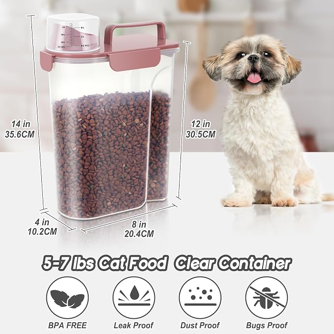 5-7Lbs Cat Dog Storage Container, Portable Pet Food Containers - Image 4