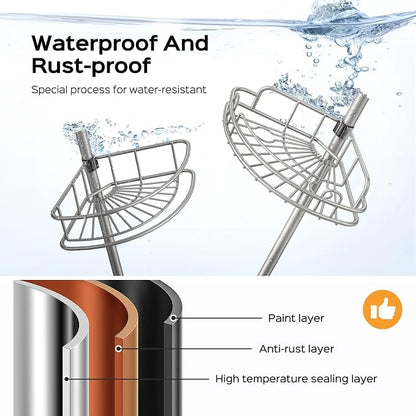 HAMITOR Corner Shower Caddy Tension Pole: 4-Tier Rust-Resistant Adjustable - Image 2