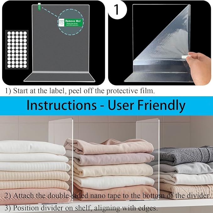 Shelf Dividers for Closet Organization: 12" Tall x 10" Deep Acrylic Closet - Image 7