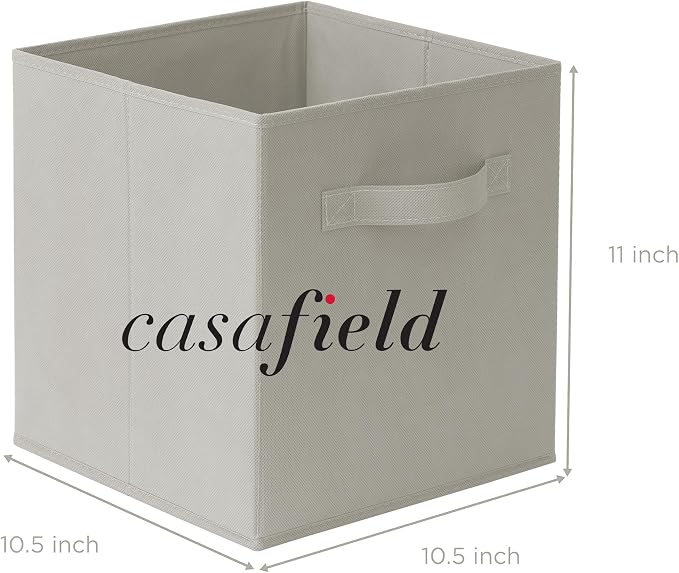 Casafield Set of 6 Collapsible Fabric Cube Storage Bins, Light Gray - Image 7