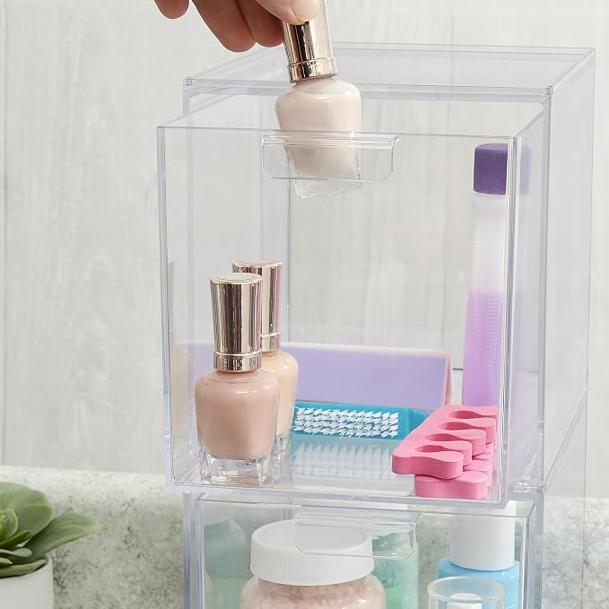 STORi Audrey Stackable Bin Clear Plastic Organizer Drawers | 2 Piece Set | - Image 6