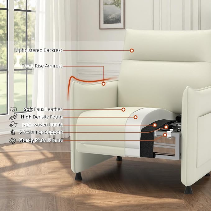 Upholstered Accent Sofa, Modern Faux Leather Chair - Image 5