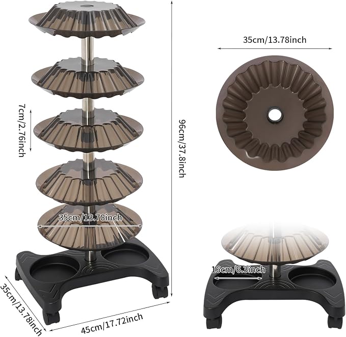 5-Tier Polish Carousel, 120-Bottle Cosmetic Tower w/Stainless Steel Core - Image 2
