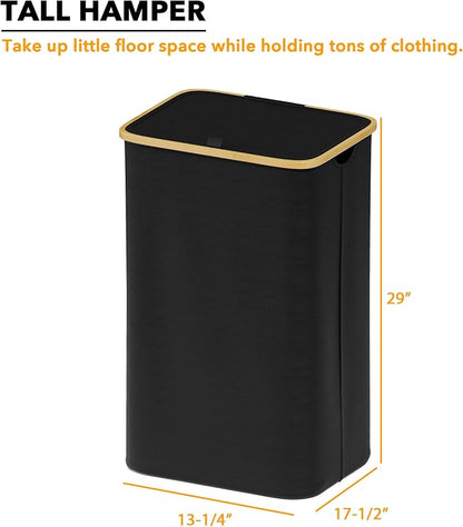 SpaceAid Laundry Hamper with Lid, 110L Large Tall Clothes Basket Bin with - Image 5