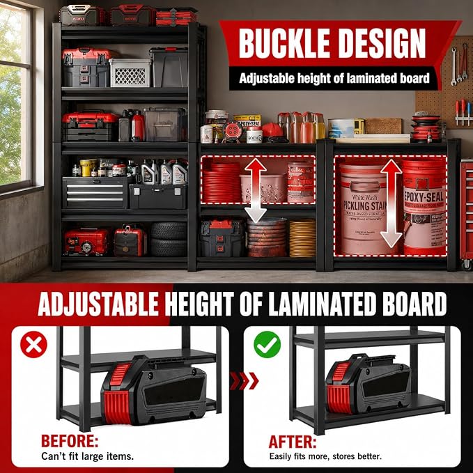 Lightweight Garage Shelving, 2400LBS Metal Storage Shelves - Image 6