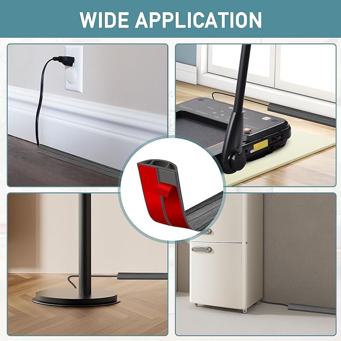 Floor Cord Cover Self Adhesive Cord Hider Floor Extension Cord Covers - Image 6