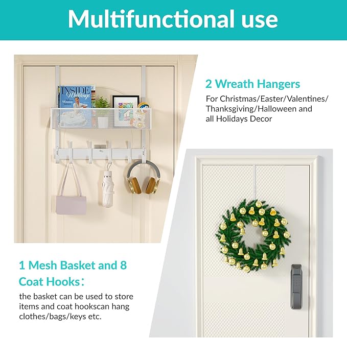 LUCYCAZ Over The Door Hooks Organizer, Door Hanger Storage - Image 5