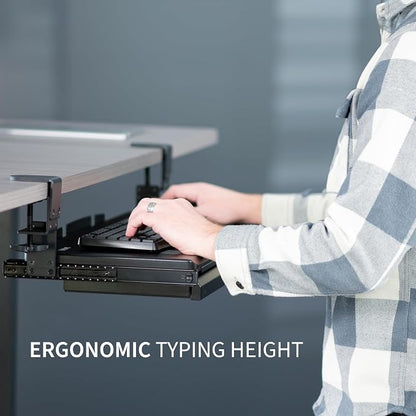 VIVO Large Height Adjustable Clamp-on Keyboard Tray, Extra Sturdy Pull Out - Image 7