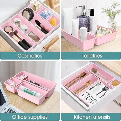 WOWBOX 25 PCS Plastic Drawer Organizer Set, 4 Sizes Desk Drawer Divider - Image 6