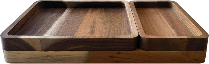 Acacia Wooden Valet Tray for Men, Natural Wood Grain EDC Tray Set Catch All for - Image 4