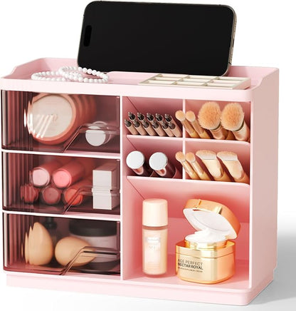 Small Makeup Organizer with Drawers, Stackable Bathroom Couneter Organizer with by Unknown