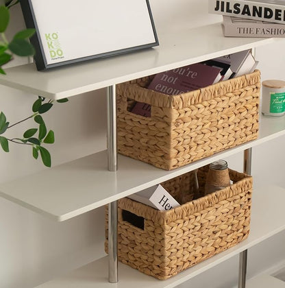 KOKODO Pack of 2 Medium Rectangular Water Hyacinth Wicker Storage Baskets - Image 3