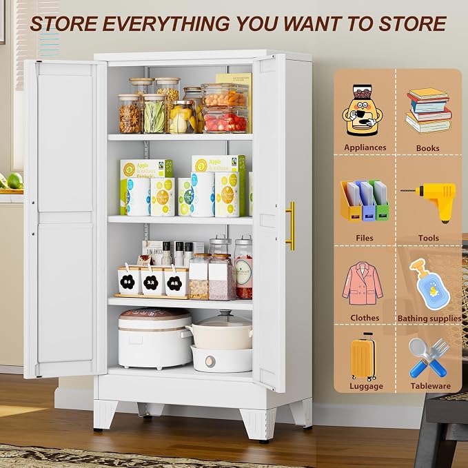 47" White Metal Storage Cabinet - Image 4