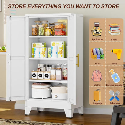 47" White Metal Storage Cabinet - Image 4
