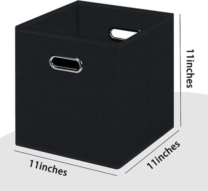 Black Foldable Storage Cubes Bins, Fabric Storage Box Cubes Organizer Baskets - Image 2