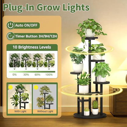 LASZOLA 5 Tiered Wood Plant Stand Indoor Corner - Image 4
