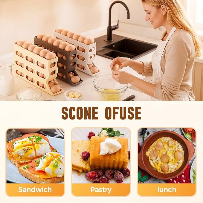 4-Tier Refrigerator Egg Holder, Automatic Gravity-Fed Rolling Egg Dispenser - Image 6