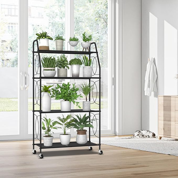 VyGrow 4 Tier Plant Stand with Wheels, Plant Shelf - Image 4