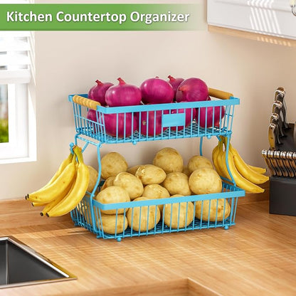2 Tier Fruit Basket for Kitchen Counter - Image 2