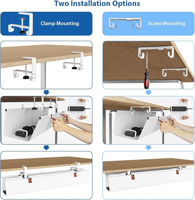 Zilink Large Cable Management Under Desk 40" No Drill Desk Cable Management - Image 2