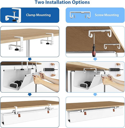 Zilink Large Cable Management Under Desk 40" No Drill Desk Cable Management - Image 2