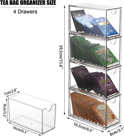 ELLDOO 4 Drawers Tea Bag Organizer, Coffee Pod Snack Storage - Image 2